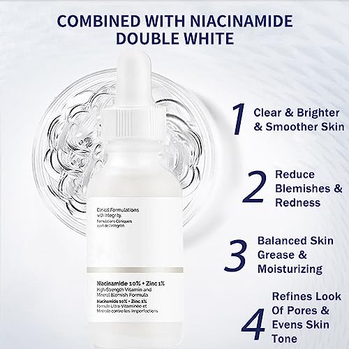 Face Moisturiser, 10% Niacinamide Serum+ 1% Zinc Serum, High-Strength Vitamin to Control Excess Oil and Redness, Tackles Blemishes, Minimises Por