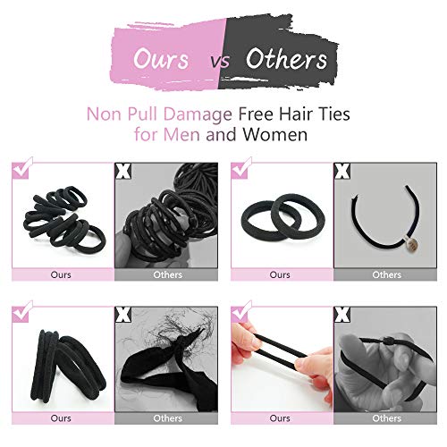 Dreamlover Thick Hair Bands for Women, Black Hair Ties No Damage, Soft Hair Bobbles for Thick Hair, 50 PCS