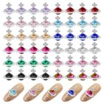 WLLHYF 48Pcs Planet Nail Rhinestones Charms, Alloy Diamond Crystal Luxury Nail Charms 3D Shiny Saturn Shape Nail Art DIY Crafts Nail Art Accessor