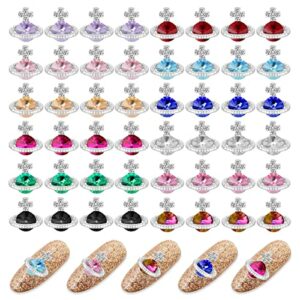 WLLHYF 48Pcs Planet Nail Rhinestones Charms, Alloy Diamond Crystal Luxury Nail Charms 3D Shiny Saturn Shape Nail Art DIY Crafts Nail Art Accessor
