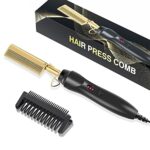 Hot Comb, Electric Hot Comb Hair Straightener for Wigs, Professional Ceramic High Heat Press Comb, Multifunctional Copper Hair Curler, Portable A