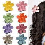Veroa 8 Pcs 3.0 Inch Medium Matte Flower Hair Claw Clips, Flower Hair Claw Clip for Thick Hair Strong Grip Anti-slip hair claws,Hair Claw Clips f