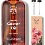 Bionoble Organic Castor Oil 50ml - 100% Pure, Natural and Cold Pressed - Lashes, Eyebrows, Body, Hair, Beard, Nails - Vegan and Cruelty Free - Gl