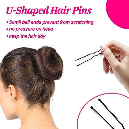 Hair Donut Brown, MORGLES 4PCS Hair Bun Donut Ballet Bun Ring Hair Bun Maker Shaper Chignon Doughnut with 10PCS Hair Pins