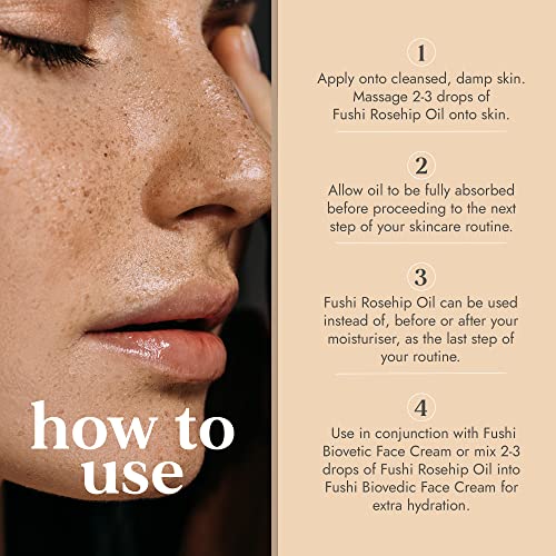 Fushi Organic Rosehip Seed Oil 100 ml | min Vitamin E 18.3 mcg/g | Fresh-Pressed | Best for Scars, Fine Lines & Stretch Marks | Ethical & Vegan S