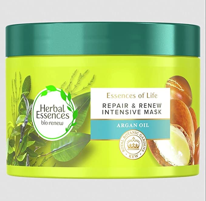 Herbal Essences Argan Oil Hair Mask, Hair Treatment With Argan Oil For Dry Damaged hair, Repair & Renew, Cruelty-Free and Vegan Deep Conditioning