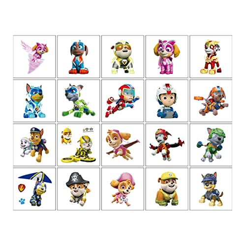 Paw Patrol Temporary Tattoo for Kids, 20 Sheets Big Children's Temporary Tattoo Body Art Tattoo Stickers,Goody Bag Stuffers Party Bag Fillers (2x