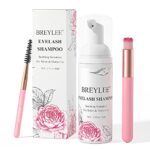 Eyelash Extension Cleanser, BREYLEE Eyelash Extension Shampoo Eyelash Extension Foam & Brushes Eyelid Cleanser for Makeup Remover Paraben & Sulfa