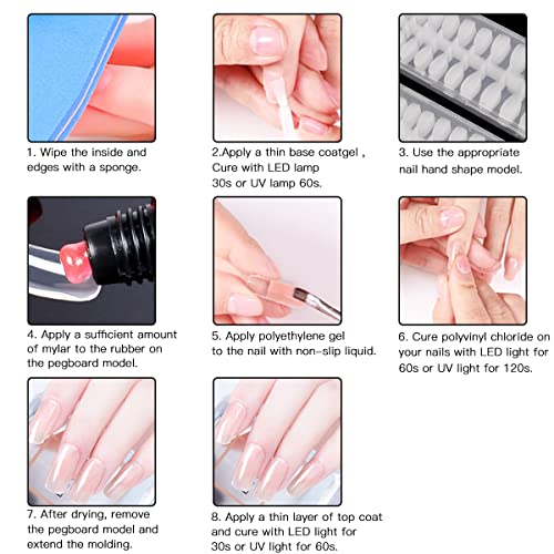 BomnKa 480 Pcs Short Almond Nail Tips, Gel Nail Tips 10 Sizes Clear Soft Nail Tips Fake Nails for Nail Art Salon and Home DIY