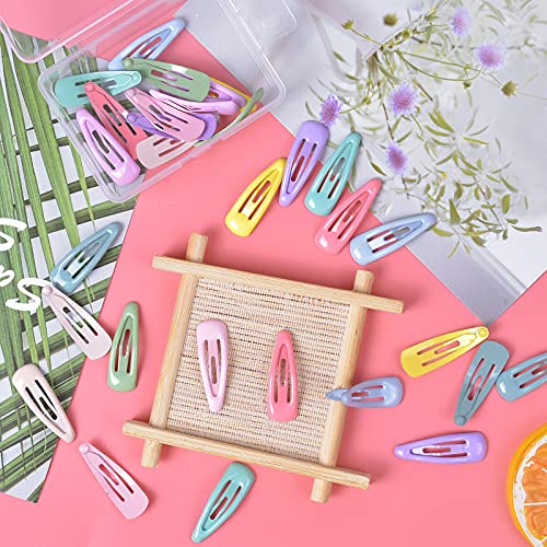 Jinlaili 30 Pcs Baby Snap Hair Clips, 3cm Metal Snap Hair Clips Kids, Mini Barrette Hair Clips, Candy Color Small Hair Clips, Baby Girl Hairpin,