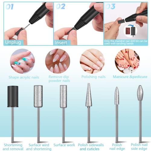 Professional Nail Drill Machine 20000 RPM Efile Electric Nail Filer Kit Polishing Tools for Finger Toe Nails, Acrylic Gel Nails, Nail Drills with