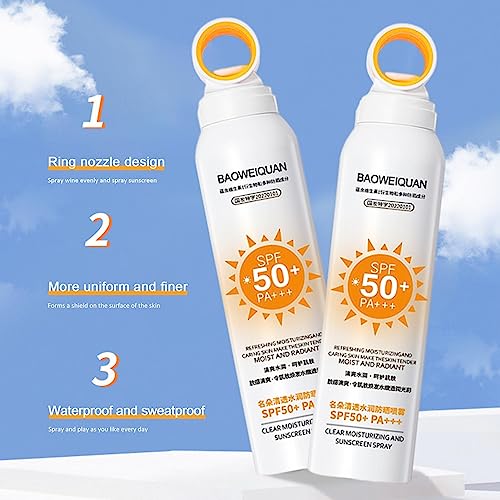 Face Sunscreen Spray, Transparent Spray SPF 50, Ultra Light Sunblock Mist For Face And Body, Block UVB and UVA, Daily Sun Protection For Sensitiv
