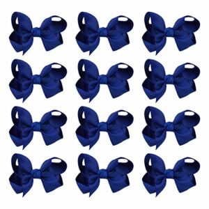 12pcs Girls Small Hair Bows Grosgrain Ribbon Boutique Bows Clip Bow Tie Lovely Colorful Barrettes Hairpins Hair Accessories for Kids Teens Party