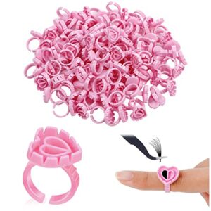 100 PCS Glue Rings,Lash Glue Holder,Glue Ring Cups,Lash Glue Rings,Glue Rings for Eyelash Extensions,Quick Blossom Pigment Holders Disposable Fin