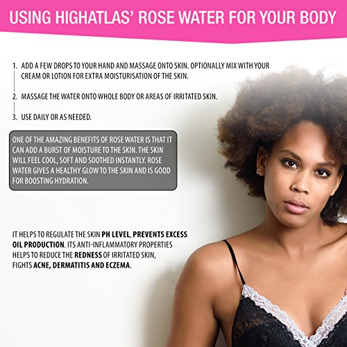 Pure Organic Rose Water by HighAtlas | Facial Toner Spray | 100% Moroccan Rosa Damascena Water | Alcohol-Free | Makeup Remover | Face Toner, Nour