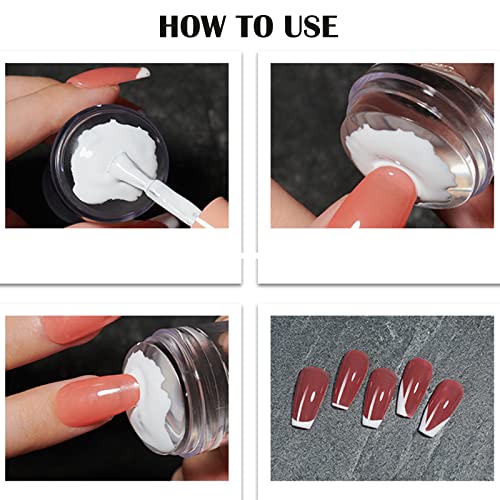 Clear Silicone Jelly Stamper, Nail Dotting Pen Transparent Nail Stamper Scraper for French Tip Nails Art Design Manicure Tools