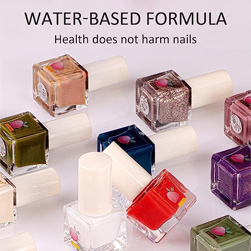 Shefave Pearl Nail Polish,Quick Dry Nail Polish - Natural Water Based Long Lasting Glossy Easy Peel off Fruity Aroma No Need Cure Nail Varnish -