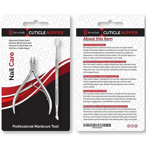 Cuticle Nipper with Cuticle Pusher Nail Cuticle Nipper Silver Stainless Steel Sharp Blades Manicure Tools with Double Spring Nail Care Pedicure N