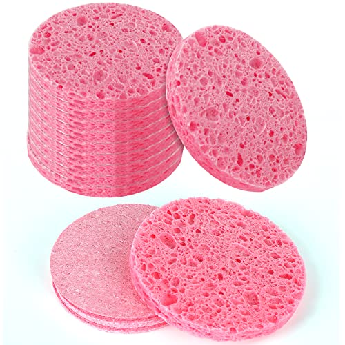Sibba Compressed Facial Sponges, 10 Pieces Heart Cellulose Facial Sponges, Face Exfoliator Cleansing Sponge, Natural Cosmetic Spa Sponges for Fac