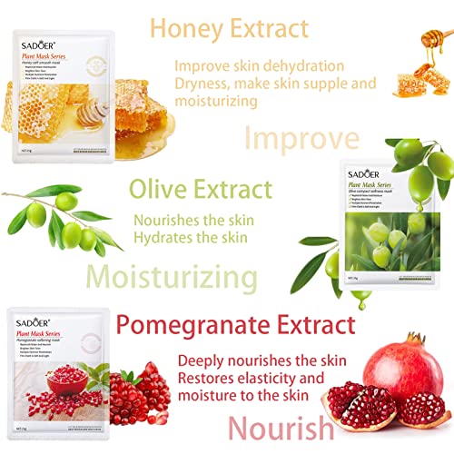 Hydrating Face Mask,Hydrating Moisturising Face Sheet Masks Nourishing Improves Skin Face Care,Face Mask Set for Dehydrated, Dull and Tired Skin,