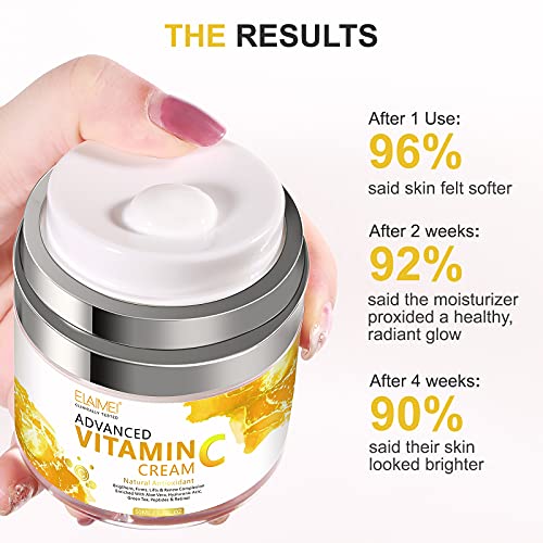 Vitamin C Face Cream with Hyaluronic Acid & Vitamin E, Natural Anti Aging & Wrinkle Day & Night Face Moisturiser for Women and Men, Boost Skin Co