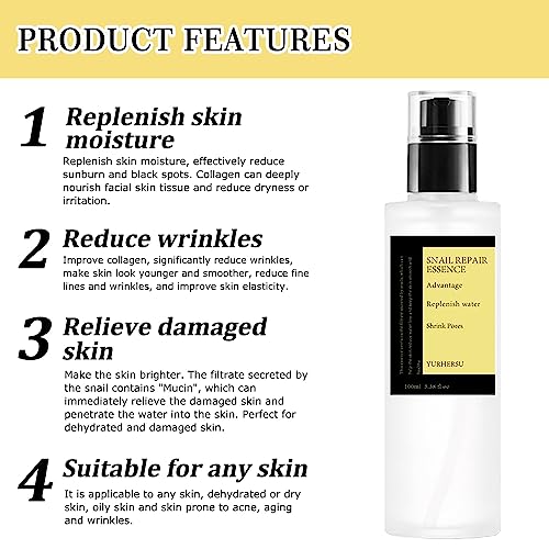 Snail Mucin Essence - 100ml Snail Mucin Moisturiser, Mucin Power Essence, Brightening Essence Lighten Dark Spots And Fine Lines