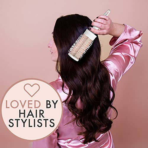 Round Brush Set for Women - Round Barrel Hair Brushes and Tail Comb for Blow Drying - Blow Dry Hairbrush For Women - White & Rose Gold by Lily En