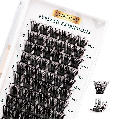 Lanciley Individual Lashes 45 Clusters Lashes C Curl DIY Eyelash Extension Kit at Home for Make-up Beginner False Eyelashes with Eyelash Glue Twe