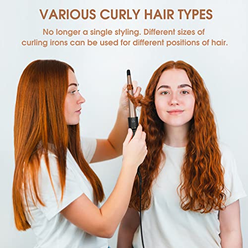 janelove Hair Curler, Curling Wand,6 in 1 Hair Iron Set for Long/Short Hair, with 5 Interchangeable Ceramic Barrel,Include Large/Small Hair Waver