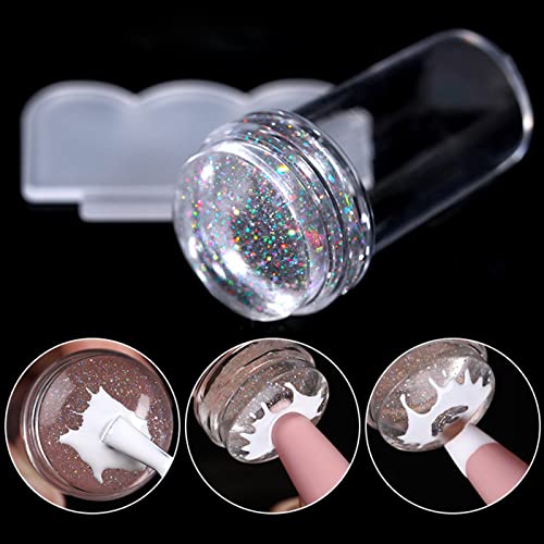 French Tip Nail Stamp, Nail Art Stamper Clear Silicone Jelly Stamper Transparent Nail Stamper Nail Art Jelly Stamper kit with Scraper Nail Art Br