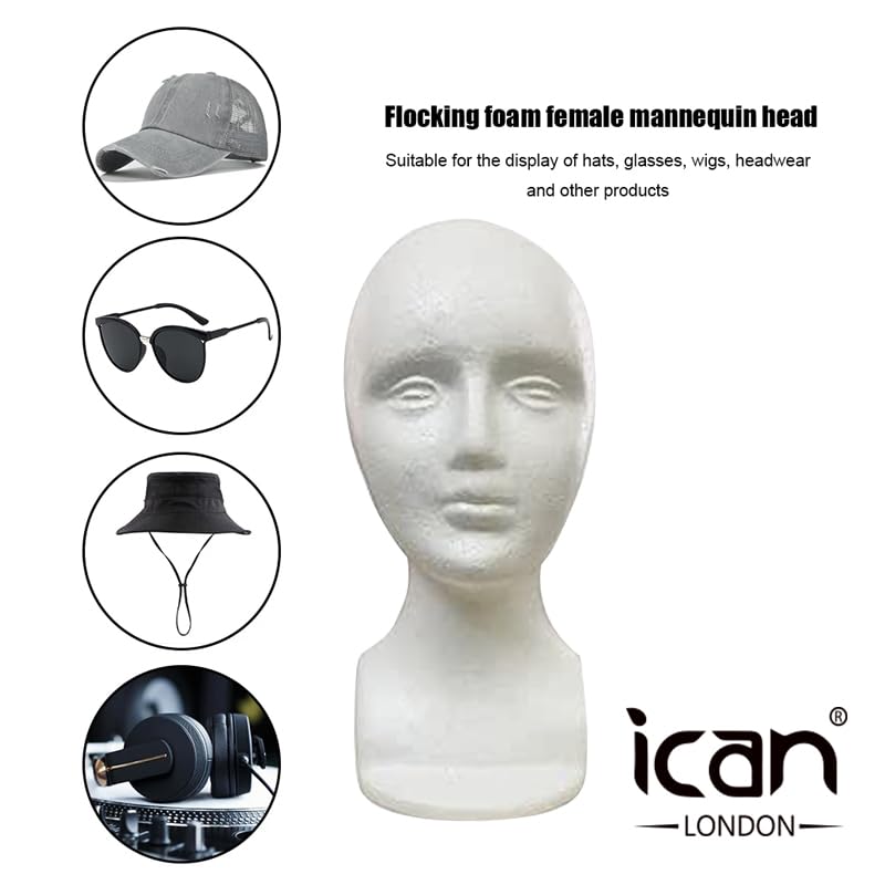 ican Foam Wig Head ,female Mannequin Wig Holder Stand Small ( White ) New