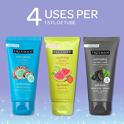Freeman Limited Edition Renew & Relax Mask Holiday Kit, Face Masks To Soothe, Rejuvenate, and Deep Cleanse Pores, Facial Mask Variety, 12 Piece G