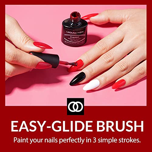 LagunaMoon™ Gel Nail Polish Set - 6 Colours Red Purple Grey Black White Pink Pigmented High-Shine Kit Gel Polish for Salon Quality DIY Nails - UV