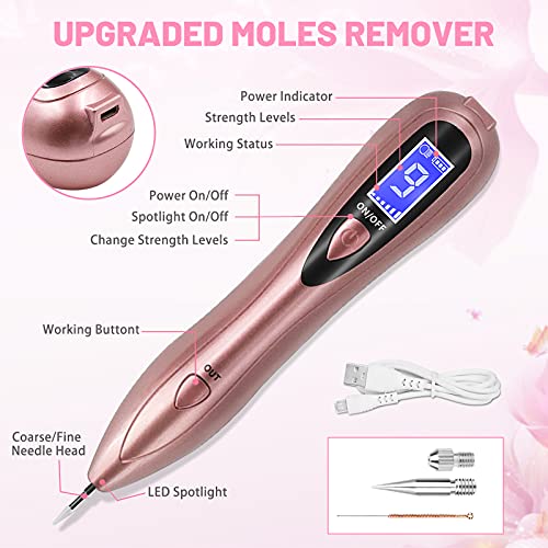 CHRERNA Skin Tag Pen Remover Kit, Mole Pen Removal Kit with 9 Strength Levels &Replaceable Accessories, Plasma Pen for Freckle, Age Spots,Nevus (