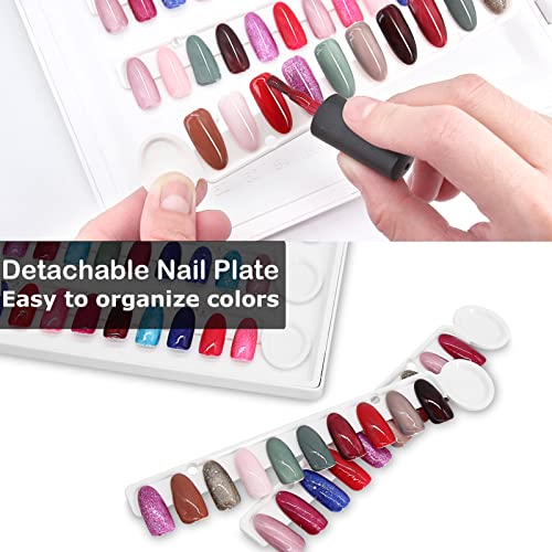 Nail Display Book C10 Nail Color Swatch Book, 120 Colour Nail Polish Sample Display Book with Transparent Nail Tips Nail Salon Home Use, No Glue