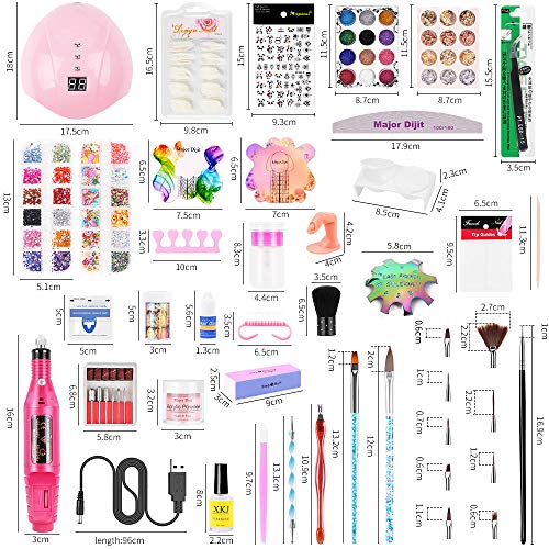 DouborQ Acrylic Nail Kit,Acrylic Powder Set,Electric Nail Drill Set Polish Pen File Kit, Nail Lamp Manicure Dryer Lamp, Acrylic Nail 3D Art Manic