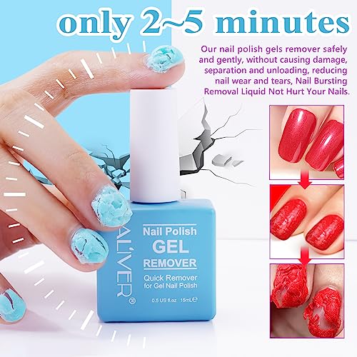 Gel Nail Polish Remover 2 Pack, Gel Polish Remover in 2-5 Minutes, Quickly & Easily Remove Gel Nail Polish with Scraper Cuticle Pusher Tools + Na
