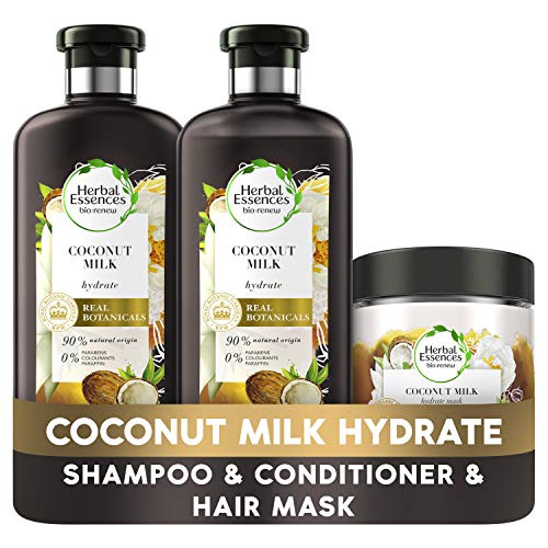 Herbal Essences Coconut Oil Vegan Shampoo and Conditioner Set, for Dry Hair, Hydrating Coconut Shampoo And Conditioner, 1145 ml,package may vary