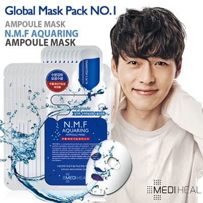Mediheal Sheet Mask Bundle N.M.F Aquaring Ampoule + Collagen Impact + Teatree Care + E.G.T Timetox Ampoule EX + W.H.P White Hydrating Black EX, 2