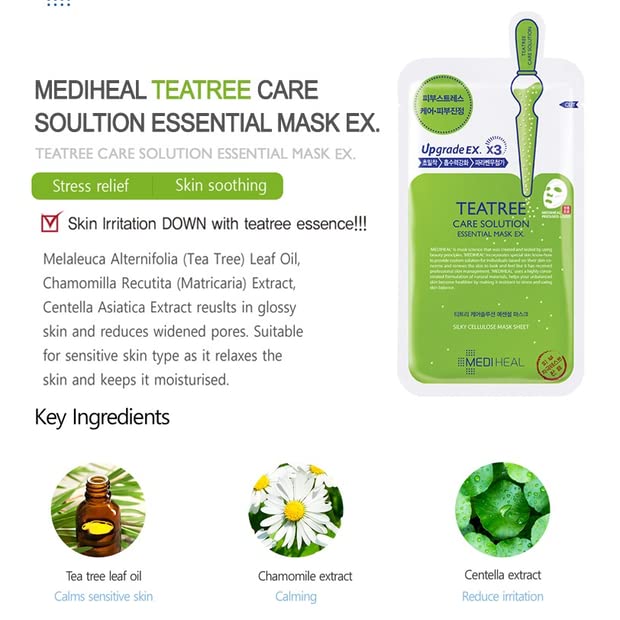 Mediheal Sheet Mask Bundle N.M.F Aquaring Ampoule + Collagen Impact + Teatree Care + E.G.T Timetox Ampoule EX + W.H.P White Hydrating Black EX, 2