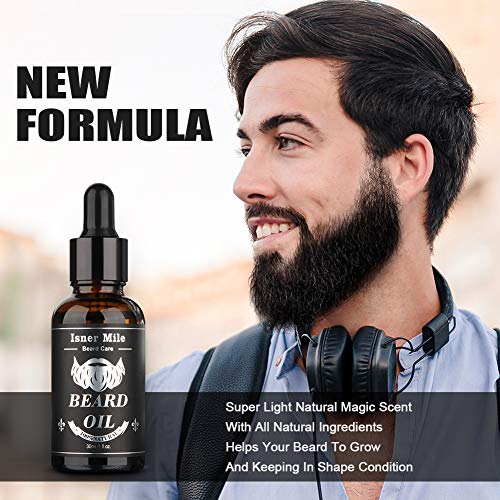 Isner Mile 2 Pack Beard Oil for Men with Castor Oil Serum Conditioner Light Magic Scent, Natural Premium Beard Growth Oil to Cure Beard Itch, Sof