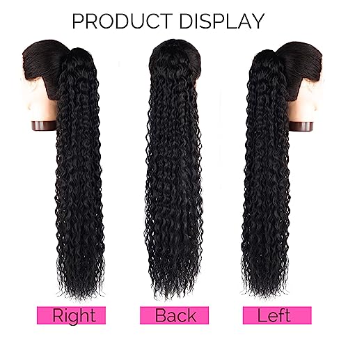 Drawstring Ponytail Extension, 30 inch Long Curly Ponytail Hair Extension Synthetic Hairpiece for Women(1B#, 30 inch)