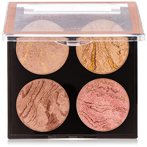 Makeup Revolution, Cheek Kit Don't Hold Back, Face Bronzing & Highlighter Palette with Shimmer Finish, Highly Pigmented Formula, 4 Shades Include