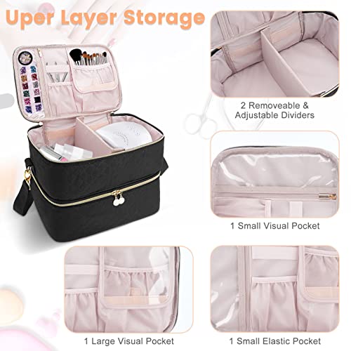 Holres Nail Polish Storage Organiser Case Holds, Detachable Nail Vanish Storage Bag with Adjustable Strap Portable Nail Lamp Storage Bag for Nail