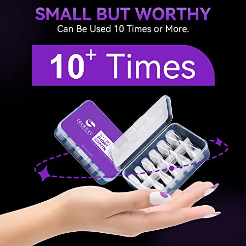 Gelike ec Short Coffin Nail Tips - XS Soft Gel Nail Tips Coffin Shaped Full Cover Gel X Nails Pre Etched for Extensions,PMMA Resin Clear Strong F