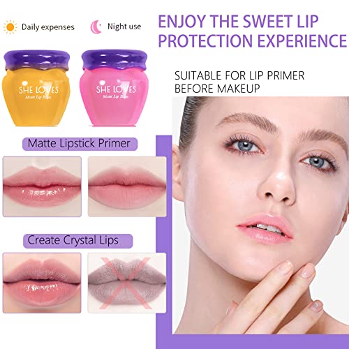 Lip Sleeping Mask Lip Balm Skincare Set,Honey Sakura Moisturizing Lip Plumper Care Day Night Repair,Prevent Dry Crack,Lip Line Reducing,Clearing