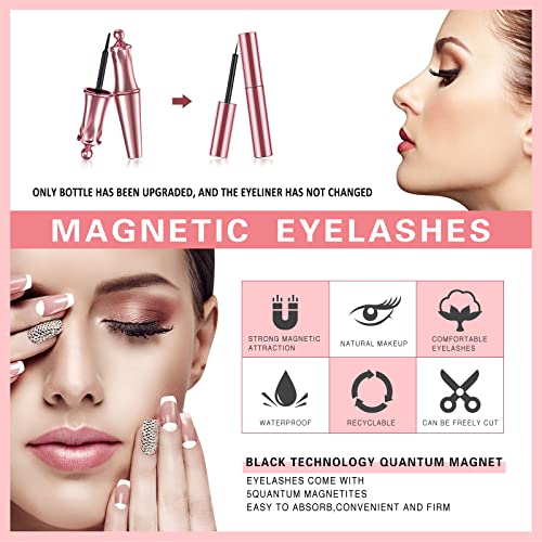 Magnetic Eyelashes,Magnetic Eyeliner and Lashes Kit have Soft Reusable Waterproof Long Lasting 4 Pairs of 3D Magnetic Eyelashes Natural Look No G