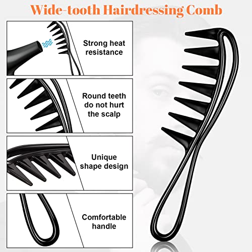 Fuyamp 2 Packs Wide Tooth Shark Combs, Salon Large Teeth Shark Combs Curly Hair Salon Barber Comb, Afro Comb Curl Comb Hairstyle Comb Salon Haird