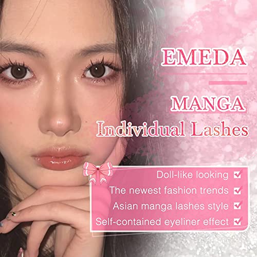 EMEDA Cluster Lashes 70 Pcs DIY False Eyelashes With Tweezers C Curl Individual Lashes 11mm 12mm 13mm 14mm Manga Lashes DIY Eyelash Extensions Th
