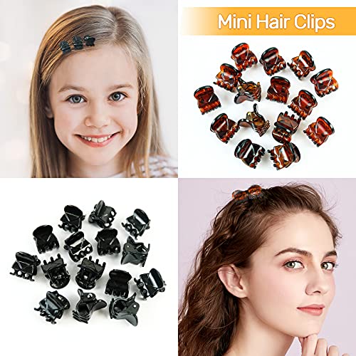 Hanyousheng Mini Claw Clips, 30pcs Mini Hair Claws, Small Hair Claw Clips, Non slip Hair Clip, Mini Hair Clips for Girls and Women with Storage B
